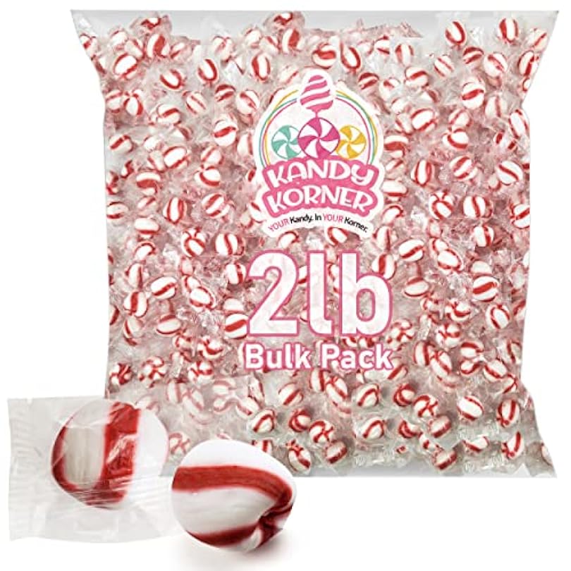 Bobs Sweet Stripes Soft Peppermint Candy, 2 Pound Individually Wrapped Mint Candy Bulk Bag, Red and White Peppermint Flavor Candies for Holidays, Parties, Easter (2lb) 700261692