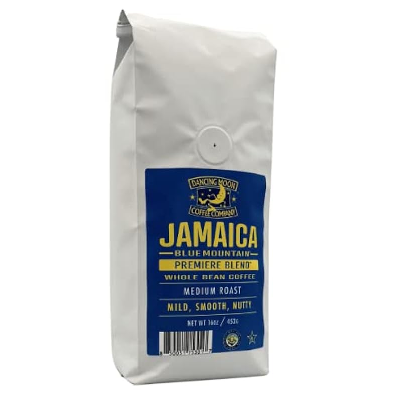 Jamaica Blue Mountain® Premiere Blend, Medium Roast, WHOLE BEAN Coffee by Dancing Moon Coffee Co. 746318113