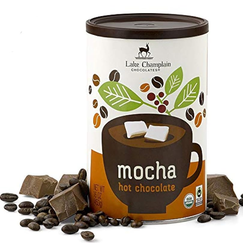 Lake Champlain Gourmet Mocha Organic Hot Chocolate, 16 Servings, 1 Pound (2 Pack) 753072423