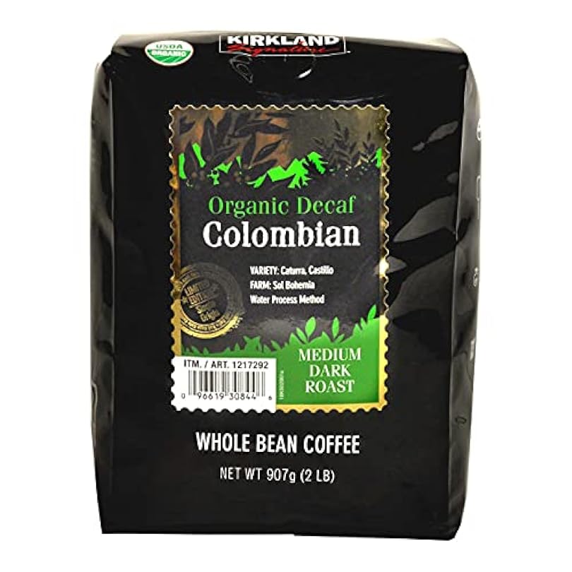 Kirkland Signature Organic Colombian Decaf Whole Bean Coffee, 2lbs. 753501359