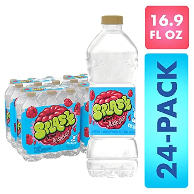 Splash Blast, Ras Flavored Water, Zero Sugar, with Electrolytes, 16.9 Fl Oz, 24 Pack 764334391