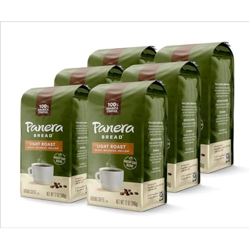 Panera Light Roast, Ground Coffee, 100 percent Arabica Coffee, Bagged 12oz, Pack of 6 764975649