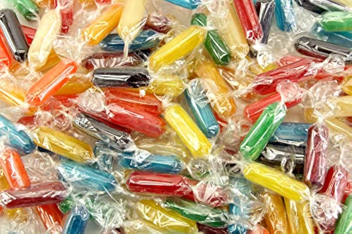 Planet Sweets Assorted Fruit Rod Candy - 8 Ounce Hard Candies Individually Wrapped Rods Cherry Apple Butterscotch Peppermint Tangerine Strawberry Pineapple Licorice Lemon 805920606