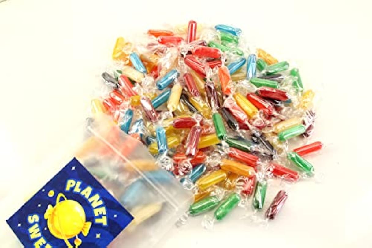 Planet Sweets Assorted Fruit Rod Candy - 8 Ounce Hard Candies Individually Wrapped Rods Cherry Apple Butterscotch Peppermint Tangerine Strawberry Pineapple Licorice Lemon 805920606