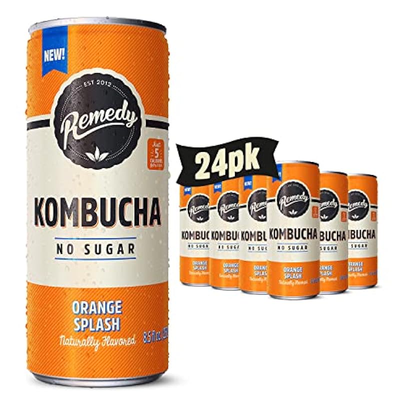 Sugar Free Keto Vegan Non-GMO Gluten & Low Calorie Sparkling Live Beverage w/ Gut Health Probiotic Like Benefits Orange Splash 8.5 Fl Oz Can 24-Pack 80917074
