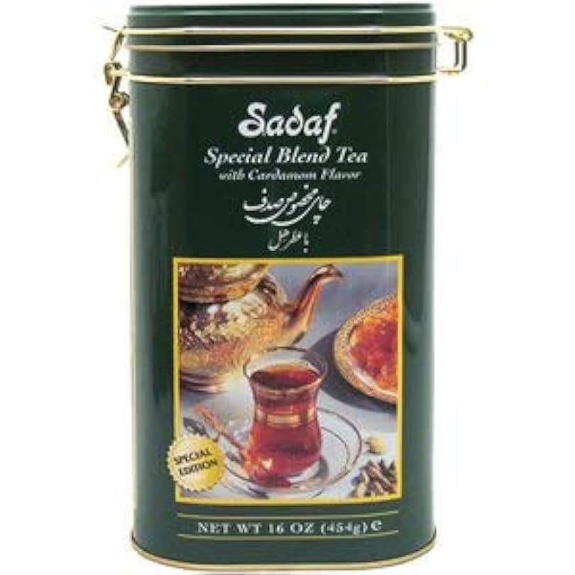 Sadaf Cardamom Tea Loose Leaf Tin 16 oz - Special Blend Cardamom Ceylon Black Tea - Product harvested in Sri Lanka 820300556
