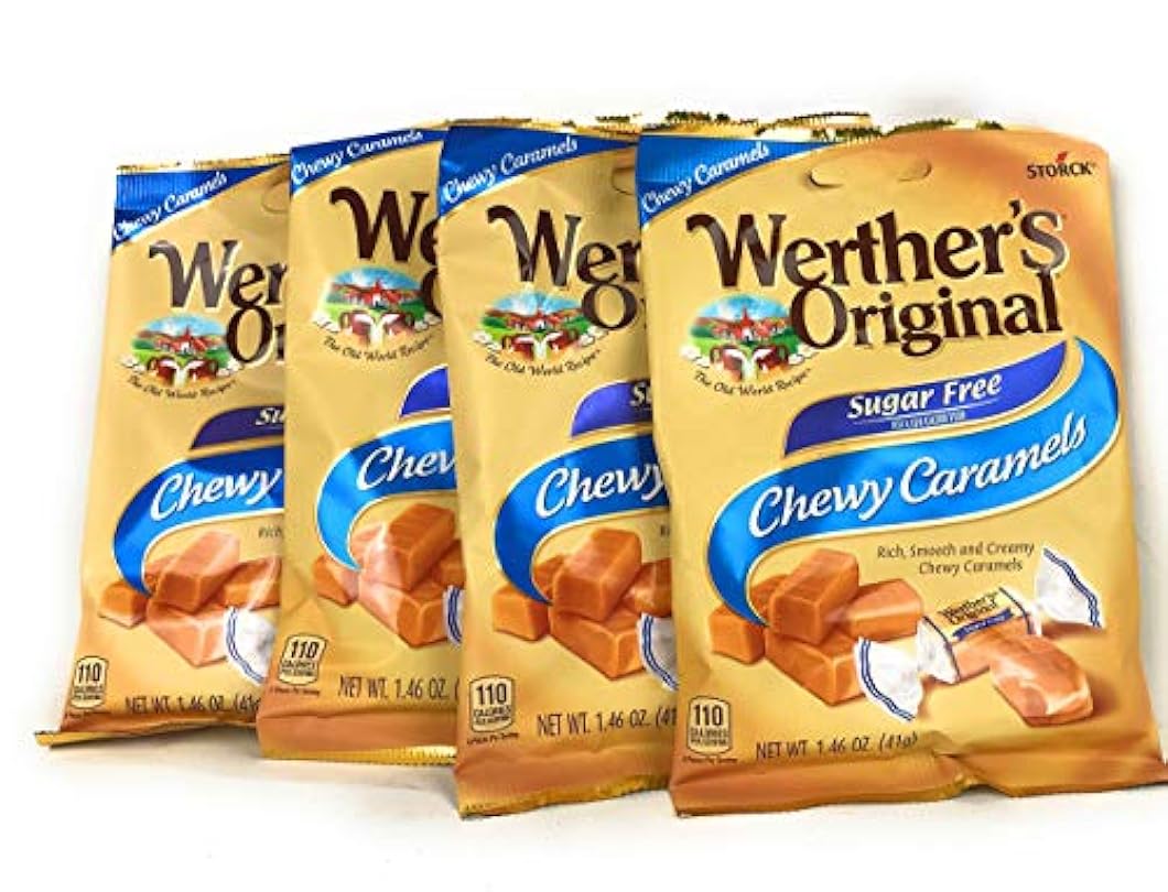 Werther's Chewy Caramels Candies Original Sugar Free, 1.46 Ounce Pack of 4 834217012