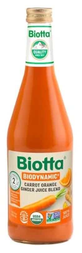 Biotta Biodynamic Carrot Orange Ginger Juice - Demeter Certified 100% Superfood For Optimal Eye Health Immune Support & Muscle Recovery Excellent  16.9 Fl Oz Pk 6 869044764