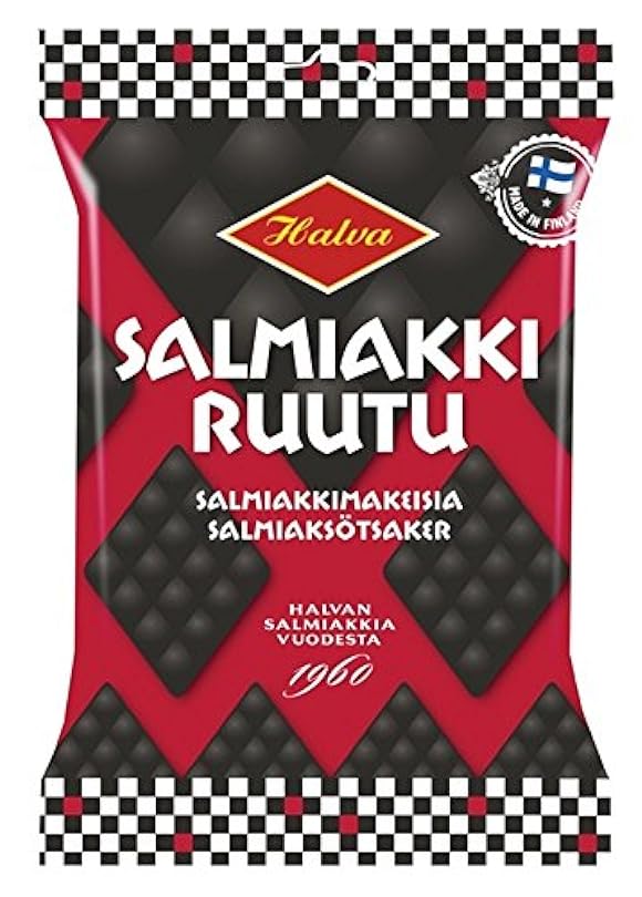 10 Bags x 170g of Halva Salmiakkiruutu - Original - Finnish - Salty Licorice - Salmiak - Diamonds - Wine Gums - Candies - Sweets 880750832