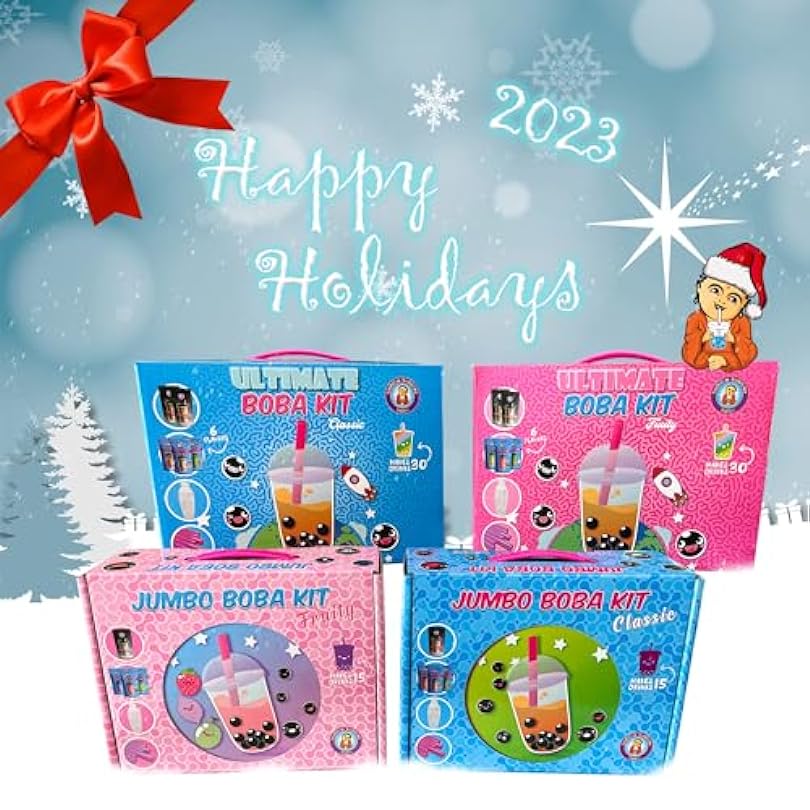 The Original Ultimate D.I.Y. Boba/Bubble Tea Kit Gift Box 6 Flavors, Boba Pearls, Straws and Shaker (FRUITY) 971646470