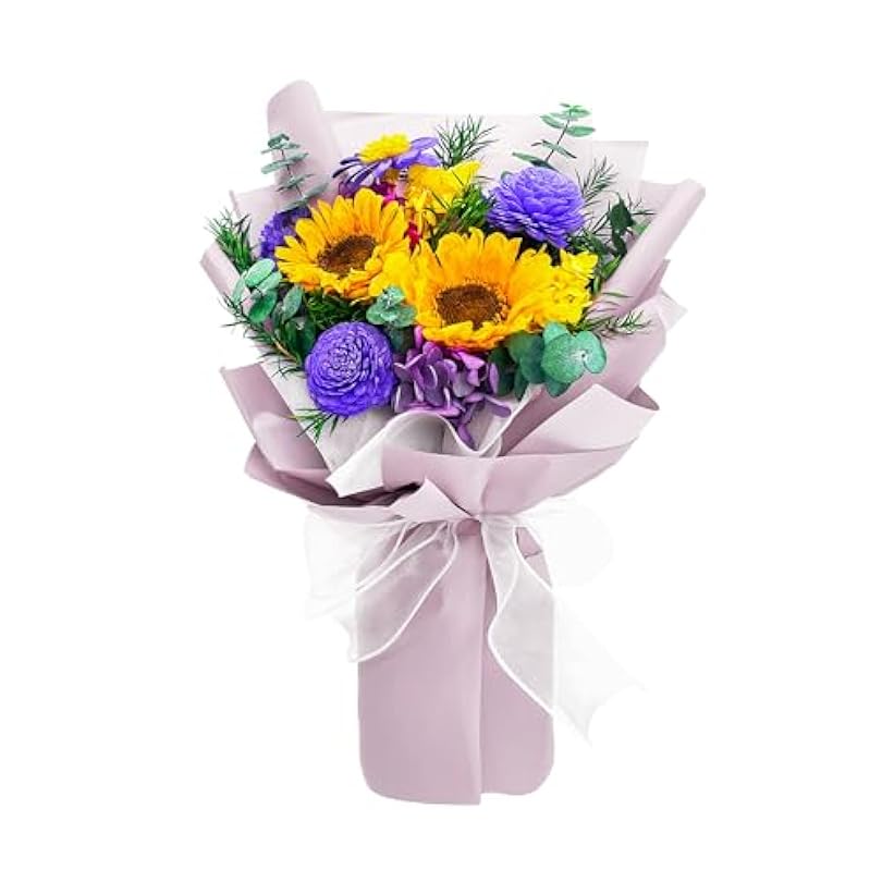 Yonihawk Preserved Flowers Bouquet Natural Long Lasting Sunflower with Gift Box Forever for Mother's Day Valentine's Birthday Anniversary 98426575